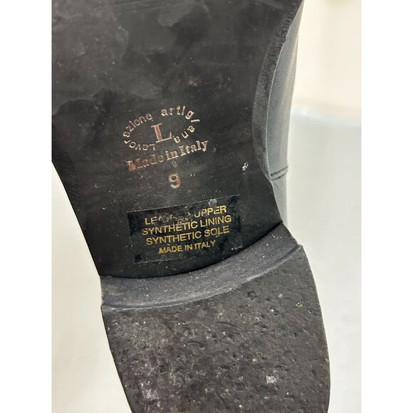 LAVORAZIONE ARTIGIANA Womens Black Leather Chelsea Boots Size 9 Made In Italy - Picture 11 of 12